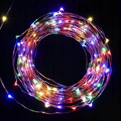 Wodoodporny Łańcuch Świetlny lampki na drucie 0,5W Kolorowe 100 LED 10 m