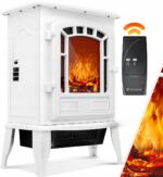 Kominek elektryczny z termowentylatorem i pilotem 2000 W LED biały