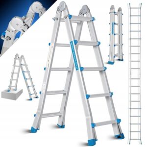 MASKO Drabina teleskopowa wielofunkcyjna drabina 3 w1 aluminium