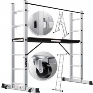 RUSZTOWANIE ALUMINIOWE DRABINA WIELOFUNKCYJNA PLATFORMA ROBOCZA 150KG MASKO