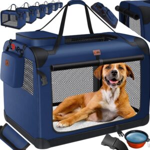 Transporter dla psa kota M składany torba kennel box niebieski LOVPET
