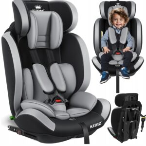 Fotelik samochodowy KIDIZ szary Grupa 1+2+3 waga ciała 9-36 kg ISOFIX