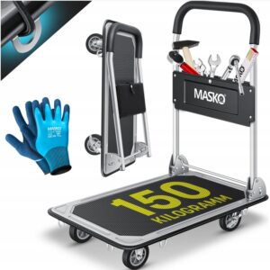 WÓZEK TRANSPORTOWY PLATFORMOWY MAGAZYNOWY 150KG KOŁA 360 STOPNI MASKO