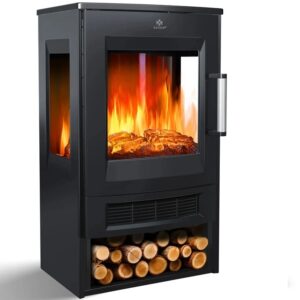 Kominek stojący z funkcją grzewczą elektryczny KESSER czarny 1800 W