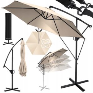 KESSER Parasol wspornikowy z podstawą 350cm Parasol obrotowy 360° beżowy