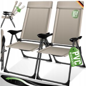 Zestaw 2 krzeseł ogrodowych KESSER Basic, regulowane, składane, 110 kg
