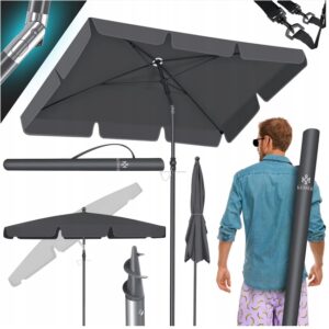 PARASOL PRZECIWSŁONECZNY OGRODOWY PLAŻOWY ANTRACYT KESSER 200X125CM