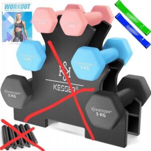 Zestaw hantli CIĘŻARKI KESSER 3 pary 2 x 1, 3 i 5 kg łącznie 18 kg