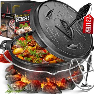 KESSER Zestaw Dutch Oven BBQ 7,3 l kociołek żeliwny garnek
