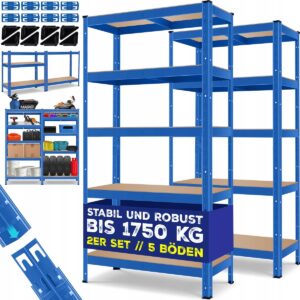 Regał magazynowy metalowy KESSER 180 x 90 x 40 cm max 175 kg na półkę