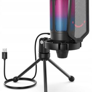 Mikrofon pojemnościowy studyjny Fifine A6V AMPLIGAME RGB dla graczy