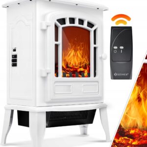 Kominek elektryczny z termowentylatorem i pilotem 2000 W LED biały