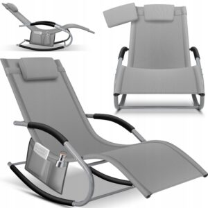 Leżak ogrodowy bujany ergonomiczny szary 150 kg Textilene Kesser