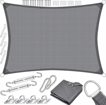 Żagiel ogrodowy PRZECIWSŁONECZNY 2x3m HDPE KESSER SZARY