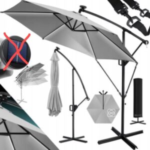 KESSER Parasol przeciwsłoneczny ogrodowy jasnoszary 350 x 245 cm