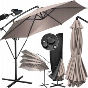 KESSER Parasol wspornikowy z podstawą 350cm Parasol obrotowy 360° taupe