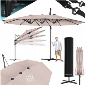 KESSER Parasol przeciwsłoneczny ogrodowy taupe 460 x 270 cm