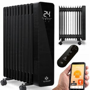 Grzejnik olejowy WiFi 2500W LED, Timer, App, Eco, pilot Czarny Kesser