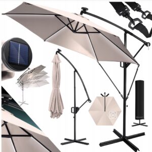 Parasol przeciwsłoneczny z oświetleniem KESSER taupe Średnica 300cm