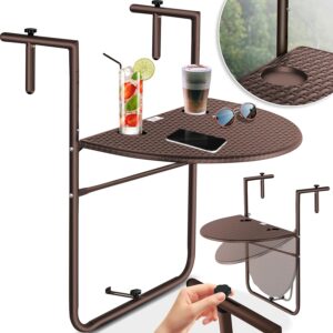 Stolik balkonowy KESSER rattan owalny składany na balkon 62 x 60 cm