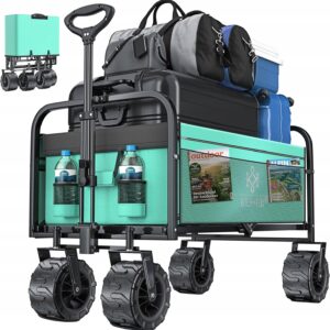 Wózek transportowy składany 150kg miętowy hamulec kieszenie Kesser