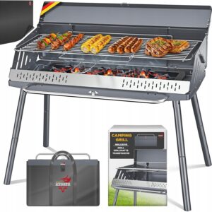 Grill Węglowy Kempingowy przenośny zestaw z torbą Kesser antracyt