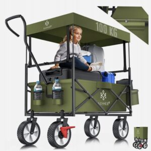 Składany wózek transportowy ogrodowy z dachem 100 kg Kesser