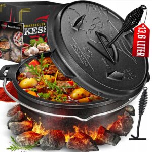 Żeliwny Garnek Patelnia do grilla z pokrywą Kesser 13,6L