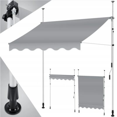 Markiza zaciskowa KESSER z korbą ręczną balkon 150cm szara