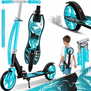 Hulajnoga KESSER Step Scooter Składana, regulowana, dla dzieci Dino turkus