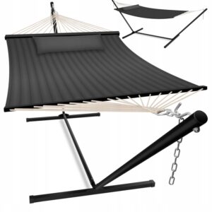 Hamak z drążkiem KESSER szary 200 kg 360 x 120 cm