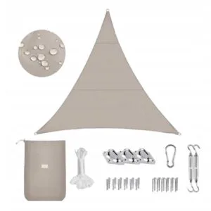 Żagiel przeciwsłoneczny 3x3x3 m taupe z zestawem montażowym Sekey