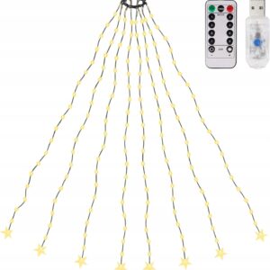 Lampki choinkowe z pierścieniem 1,5m 8 pasm 120diod LED Ciepła biel Gwiazdy
