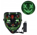 Maska LED zielona 17 x 20,5 cm Noc oczyszczenia Halloween