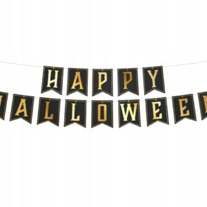 Baner girlanda Happy Halloween czarny złoty napis 250 cm Halloween