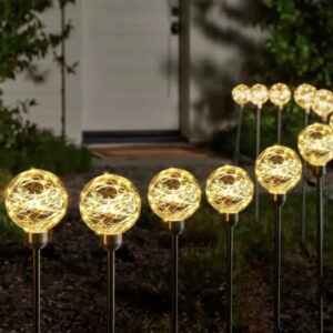 Lampki solarne LED do ogrodu wbijane kule 7 cm białe 2 szt