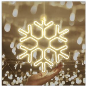 Świetlny Neon Śnieżynka Salcar 40 cm LED Ciepły biały