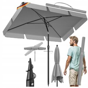 Kesser Parasol Przeciwsłoneczny Ogrodowy Plażowy Jasnoszary 200x125cm