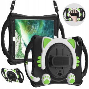 Etui case iPad 9.7 2018 / 2017 / Air / Air 2 / Pro 9.7 kotek czarny zielony