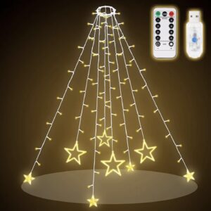Lampki choinkowe z pierścieniem 2m/1,5m 8 pasm 188 diod LED Ciepła biel