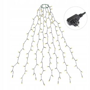 Lampki choinkowe z pierścieniem, 1,5m, 8 pasm, 200 diod LED, Ciepła biel