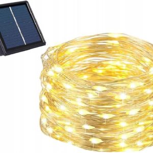 Łańcuch lampki na druciku solarne LED białe 20 m