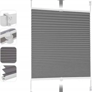 Roleta plisowana ciemnoszara 130 x 100 cm bez wiercenia