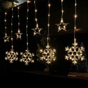 Kurtyna świetlna LED 3x1 m ze śnieżynkami i gwiazdkami 165 LED ciepły biały