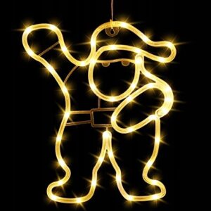 Mikołaj wiszący Dekoracja świetlna na okno na baterie LED 30 cm ciepła biel