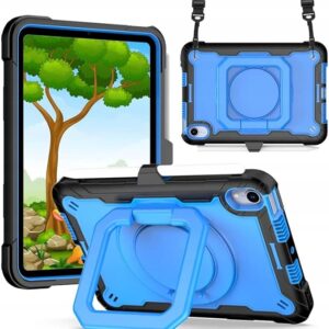 Etui Obudowa Pokrowiec na Tablet iPad Mini 6 z Paskiem Niebieski Czarny