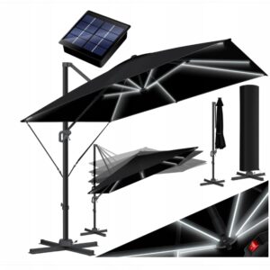 Parasol Przeciwsłoneczny ogrodowy Kesser 300x300 cm czarny LED