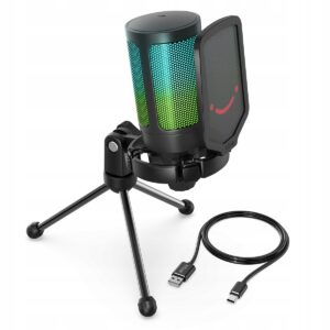 Mikrofon pojemnościowy studyjny Fifine A6V AMPLIGAME RGB dla graczy