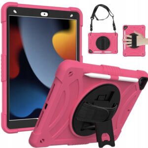 Etui Pancerne do iPad 9/8/7 generacji 2019/2020/2021 10.2" z paskiem Różowe
