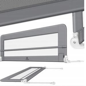 Barierka ochronna do łóżka zabezpieczająca 150x42x44 cm jasnoszara